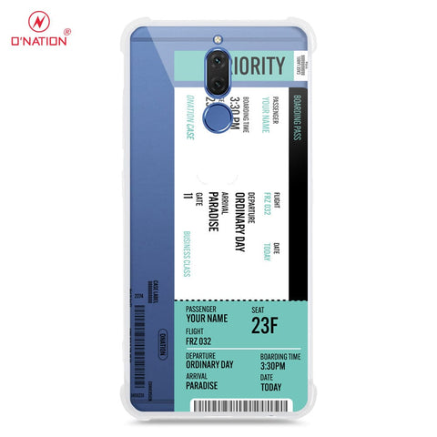 Huawei Mate 10 Lite Cover - Personalised Boarding Pass Ticket Series - 5 Designs - Clear Phone Case - Soft Silicon Borders