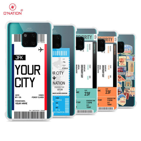 Huawei Mate 20 Pro Cover - Personalised Boarding Pass Ticket Series - 5 Designs - Clear Phone Case - Soft Silicon Borders