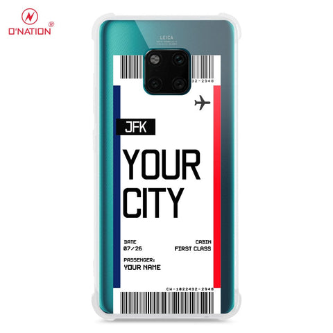 Huawei Mate 20 Pro Cover - Personalised Boarding Pass Ticket Series - 5 Designs - Clear Phone Case - Soft Silicon Borders