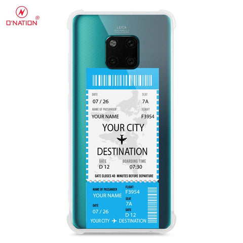 Huawei Mate 20 Pro Cover - Personalised Boarding Pass Ticket Series - 5 Designs - Clear Phone Case - Soft Silicon Borders