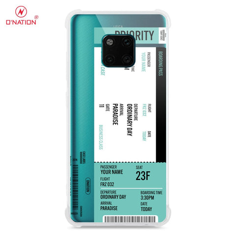 Huawei Mate 20 Pro Cover - Personalised Boarding Pass Ticket Series - 5 Designs - Clear Phone Case - Soft Silicon Borders