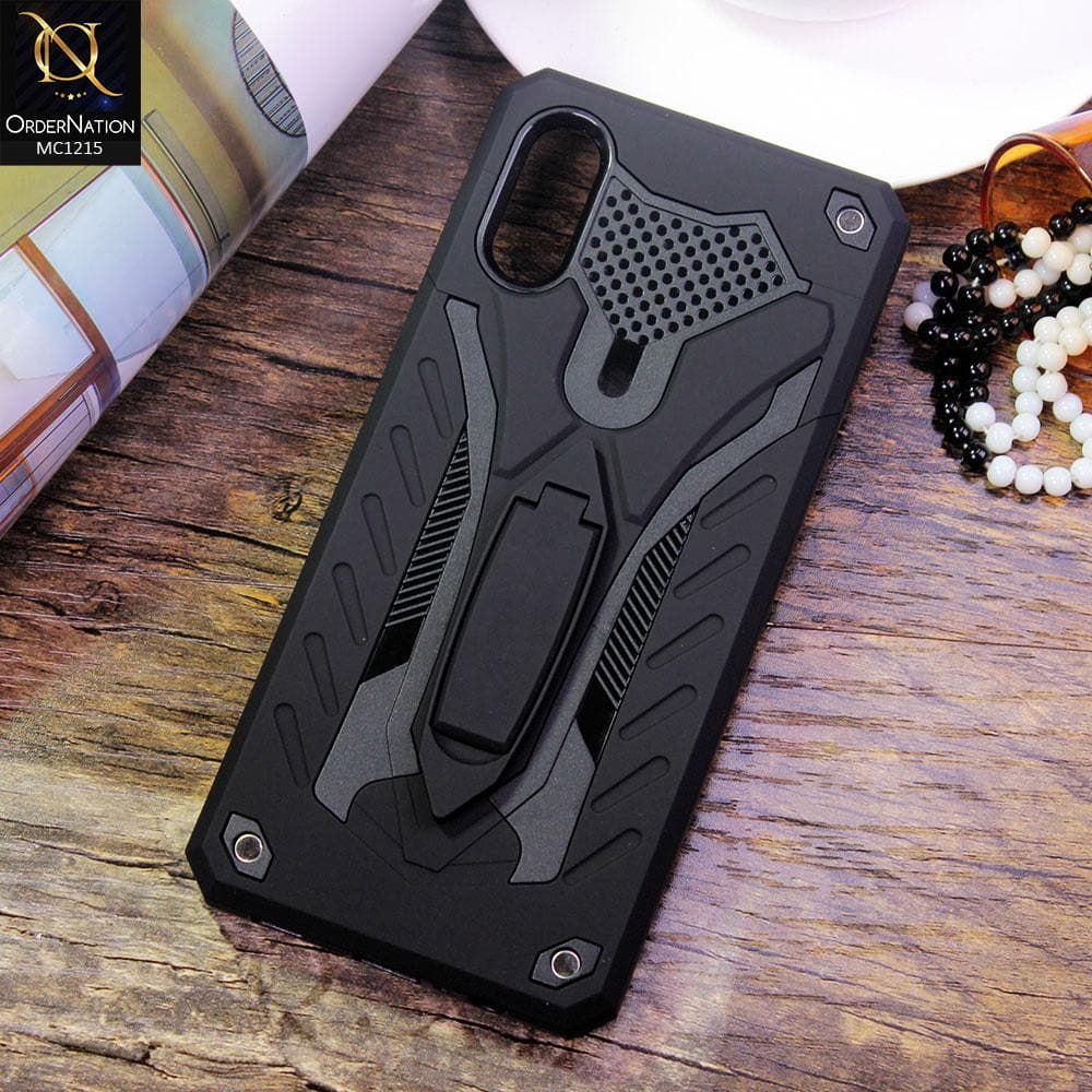 Samsung Galaxy A02 Cover - Black - Luxury Hybrid Shockproof Stand Case