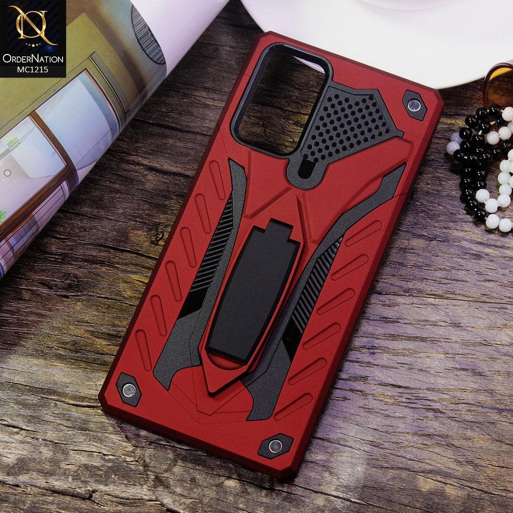 Samsung Galaxy M02s Cover - Red - Luxury Hybrid Shockproof Stand Case