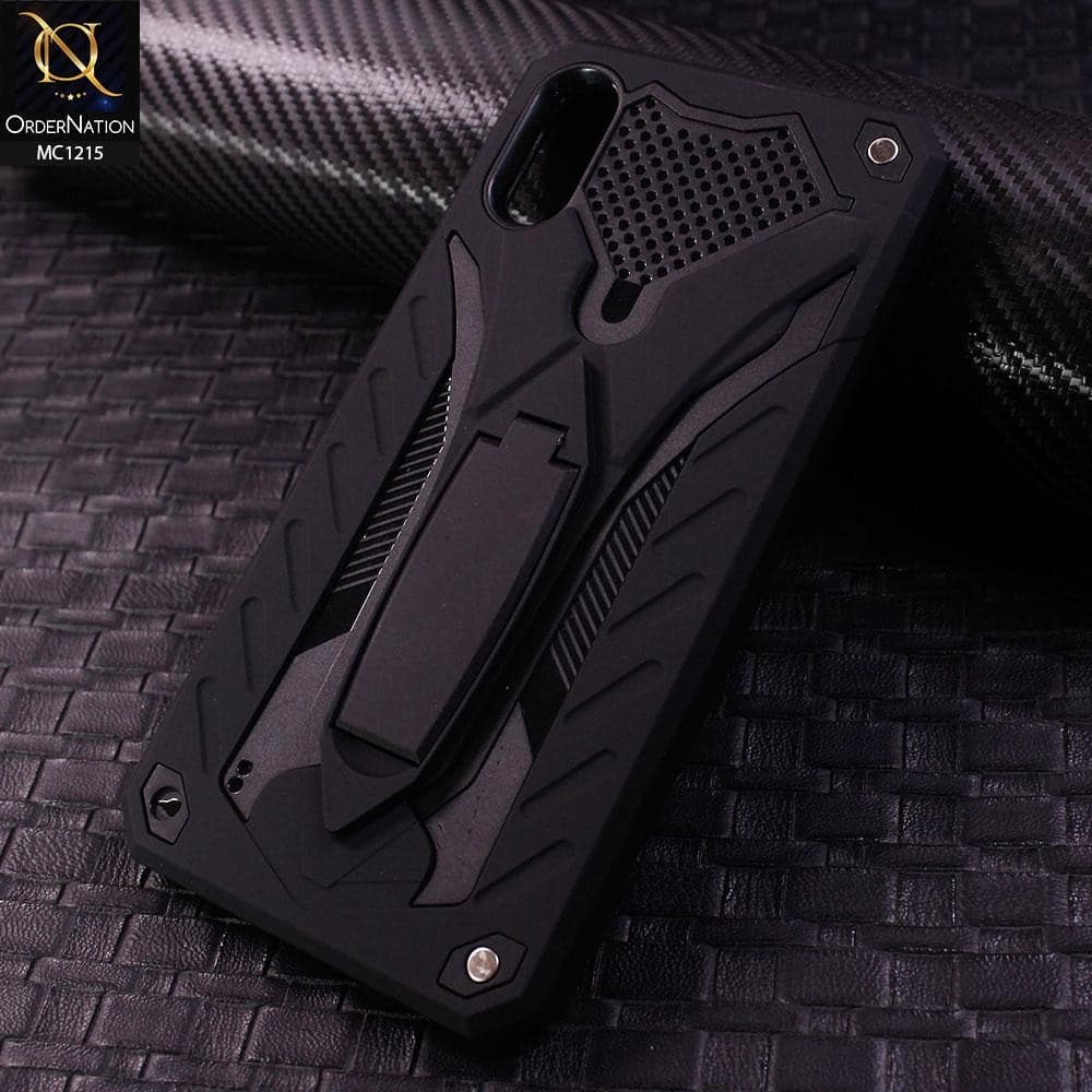 Hybrid Shockproof Stand Case For Samsung Galaxy A10 - Black