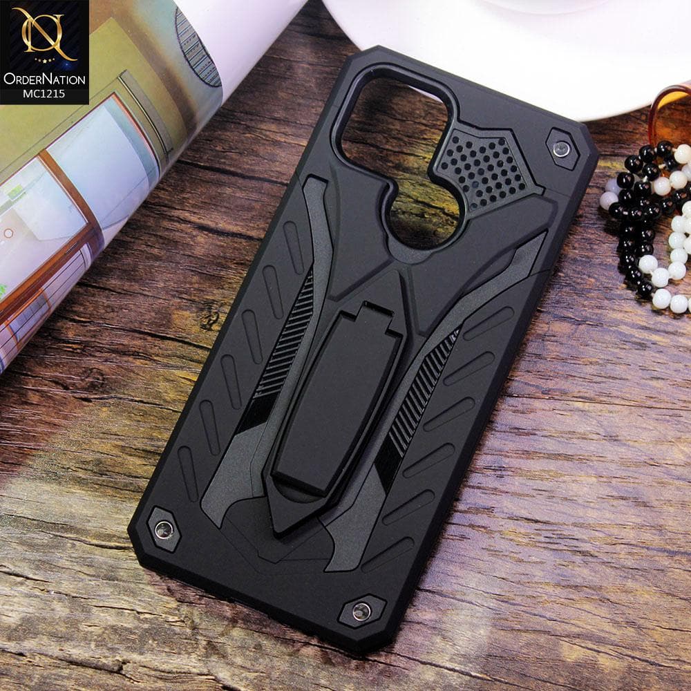 Oppo A15s Cover - Black - Luxury Hybrid Shockproof Stand Case