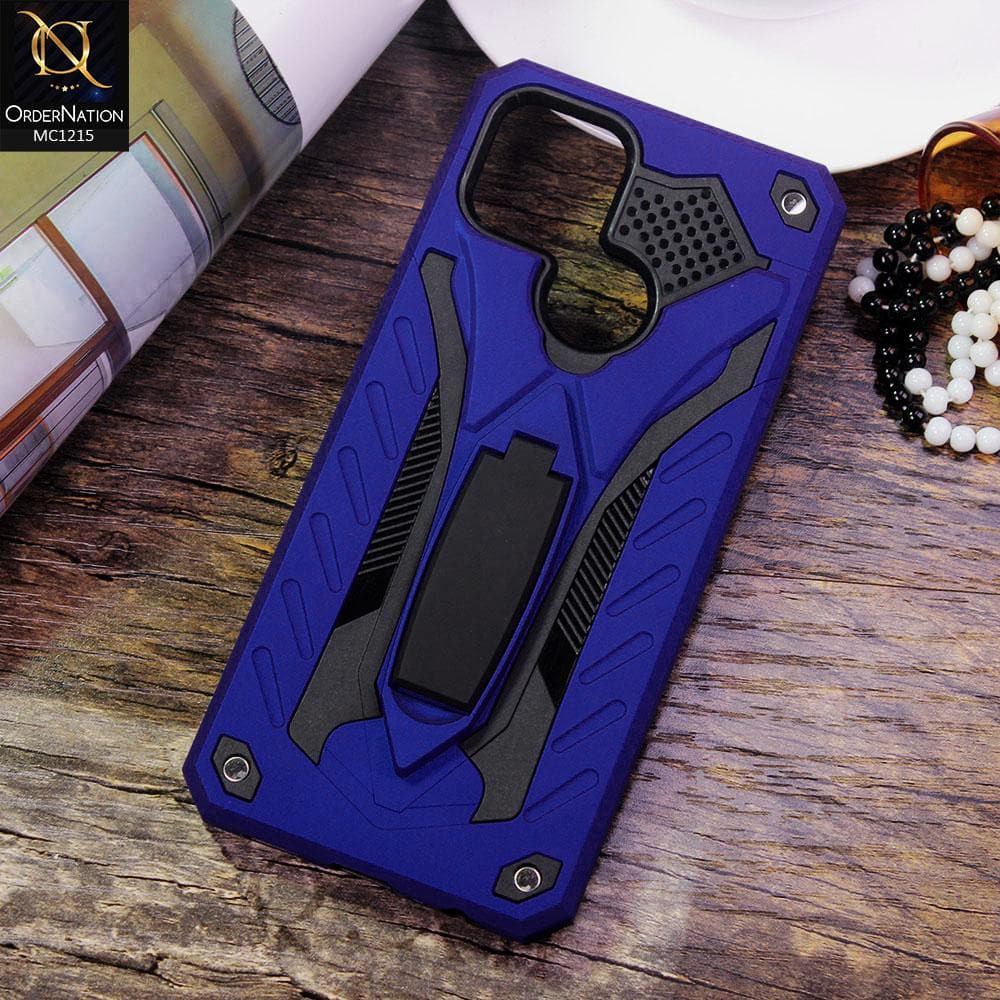 Oppo A15 Cover - Blue - Luxury Hybrid Shockproof Stand Case