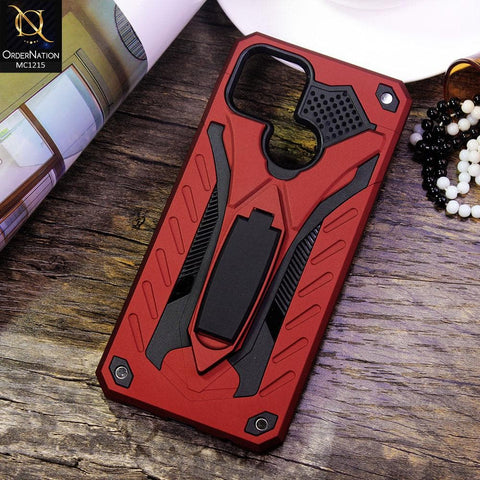 Oppo A15s Cover - Red - Luxury Hybrid Shockproof Stand Case