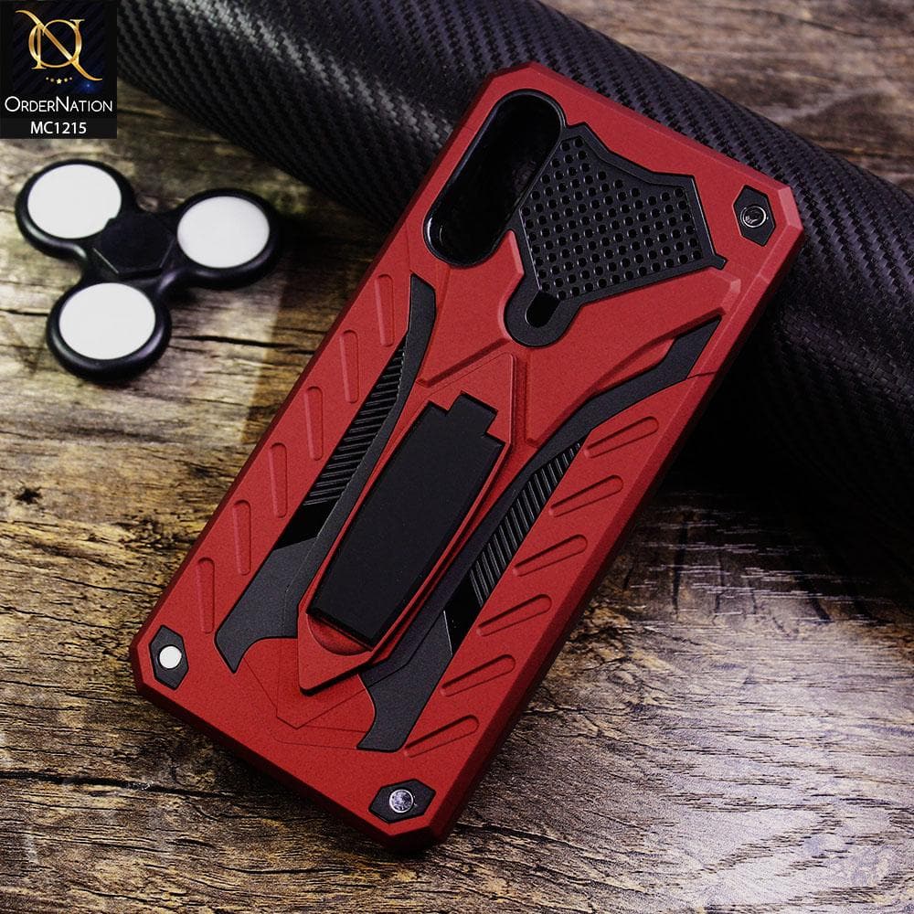 Samsung Galaxy A30s Cover - Red - Luxury Hybrid Shockproof Stand Case