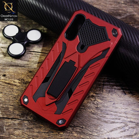 Samsung Galaxy A30s Cover - Red - Luxury Hybrid Shockproof Stand Case