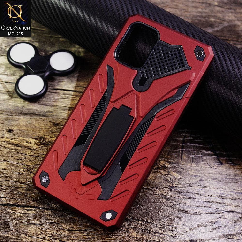 Samsung Galaxy A71 Cover - Red - Luxury Hybrid Shockproof Stand Case