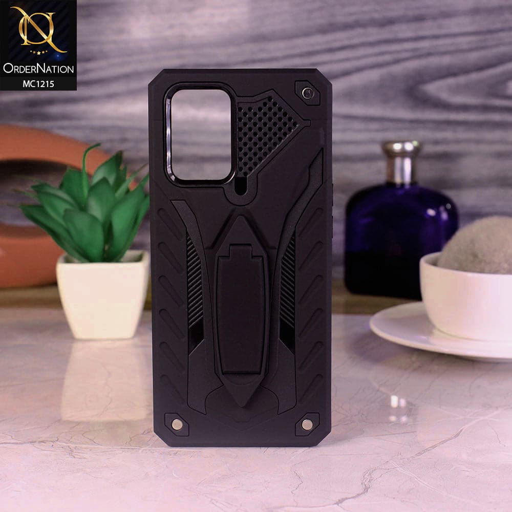 Oppo A74 Cover - Black - Luxury Hybrid Shockproof Stand Case