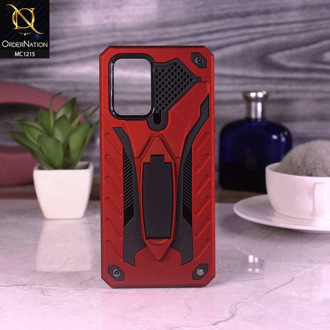 Oppo F19 Cover - Red - Luxury Hybrid Shockproof Stand Case