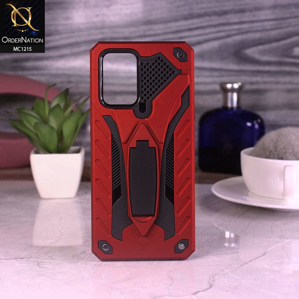 Oppo Reno 6 Lite Cover - Red - Luxury Hybrid Shockproof Stand Case