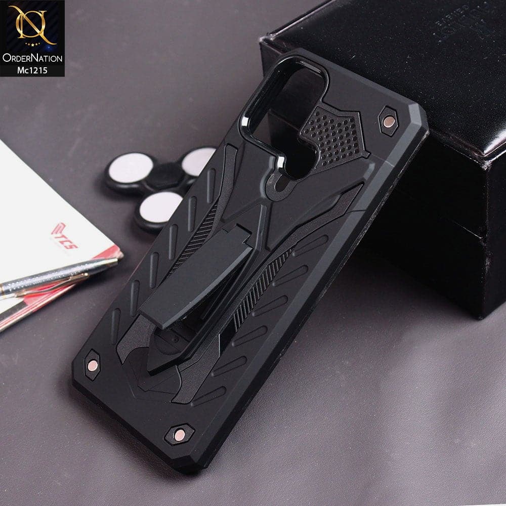 Infinix Hot 10 Play - Black - Luxury Hybrid Shockproof Stand Case