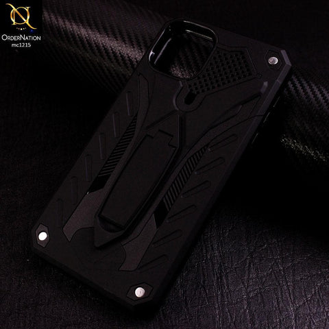 iPhone 11 Pro Max - Black - Luxury Hybrid Shockproof Stand Case