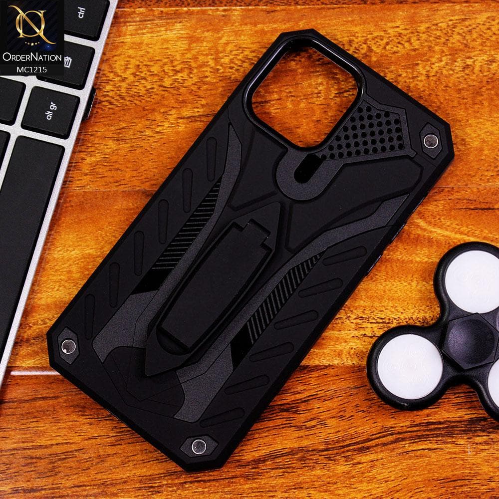 iPhone 12 Pro - Black - Luxury Hybrid Hybrid Shockproof Stand Case