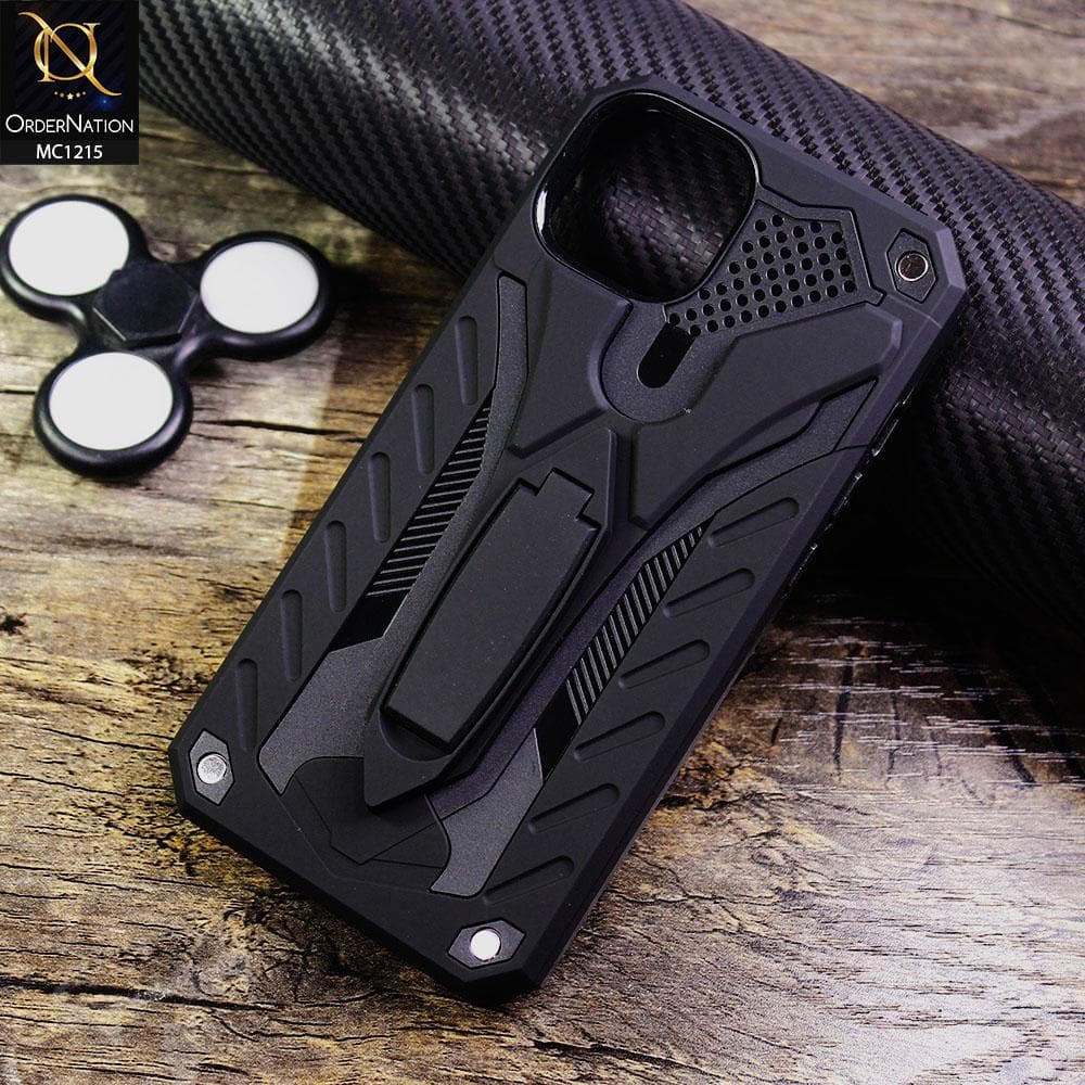 iPhone 13 Cover - Black - Luxury Hybrid Shockproof Stand Case