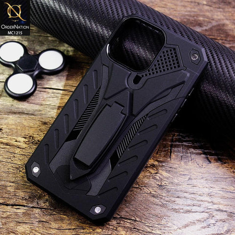 iPhone 13 Pro Max Cover - Black - Luxury Hybrid Shockproof Stand Case
