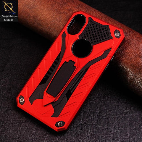 iPhone XR Cover - Red - Luxury Hybrid Shockproof Stand Case