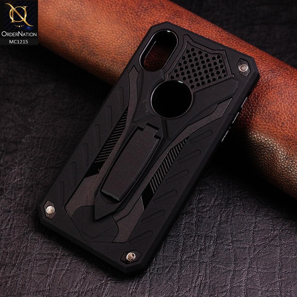 iPhone XR Cover - Black - Luxury Hybrid Shockproof Stand Case