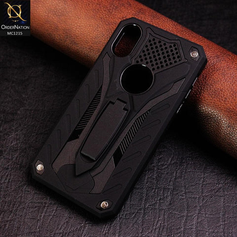 iPhone XR Cover - Black - Luxury Hybrid Shockproof Stand Case