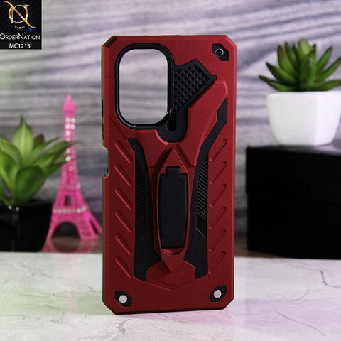Xiaomi Poco F3 Cover - Red - Luxury Hybrid Shockproof Stand Case