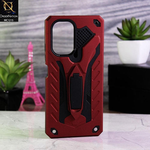 Xiaomi Redmi K40 Cover - Red - Luxury Hybrid Shockproof Stand Case