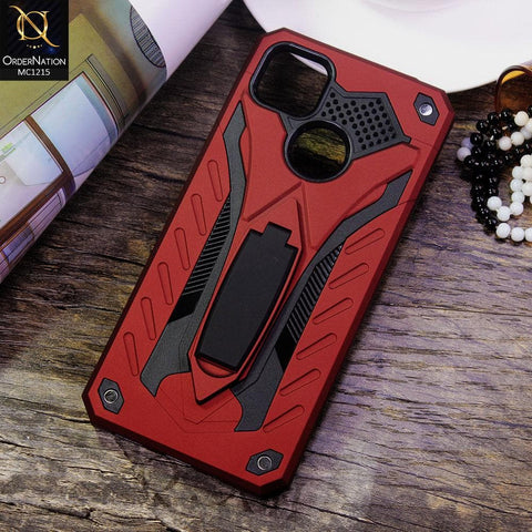 Xiaomi Redmi 9C Cover - Red - Luxury Hybrid Shockproof Stand Case