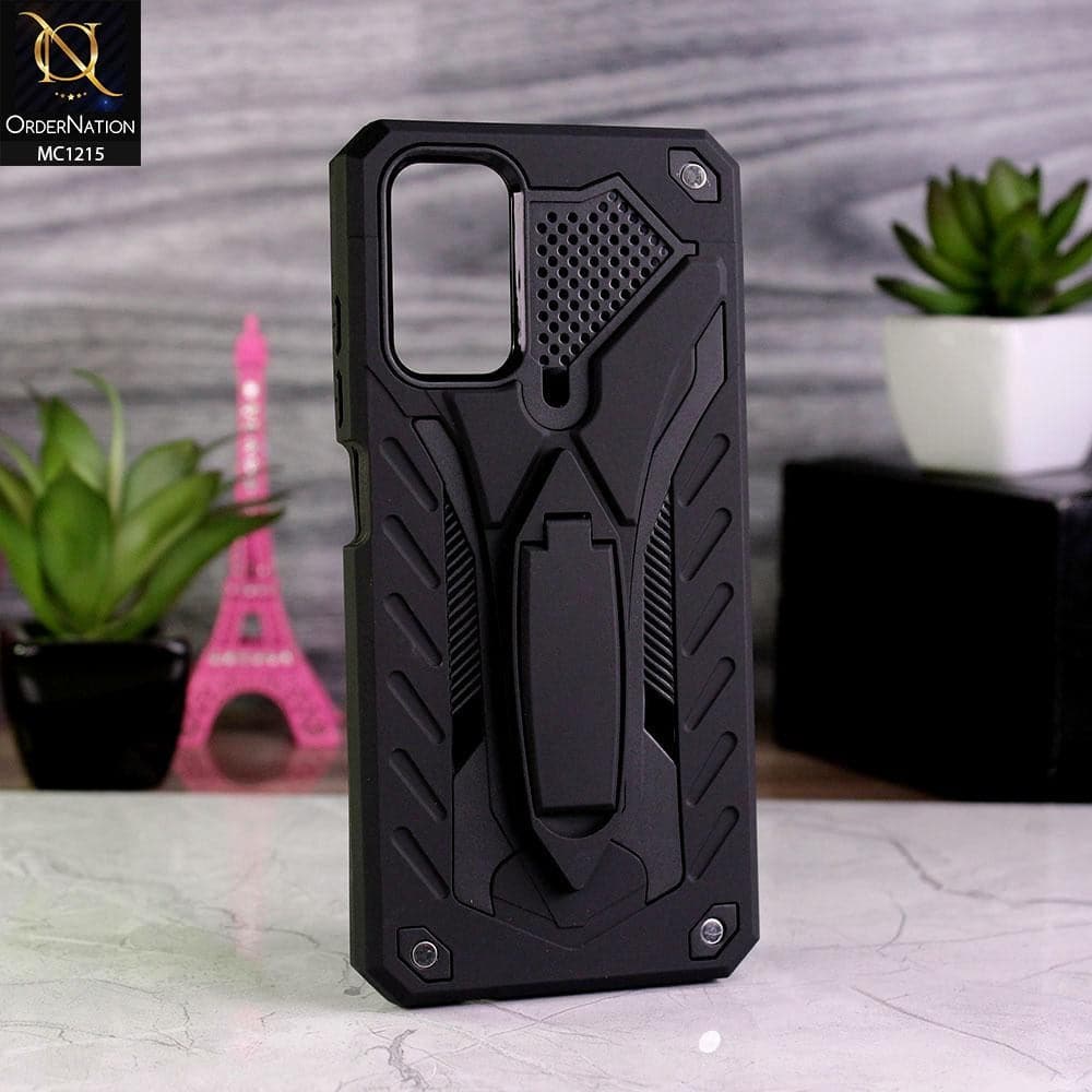 Xiaomi Poco M3 Cover - Black - Luxury Hybrid Shockproof Stand Case