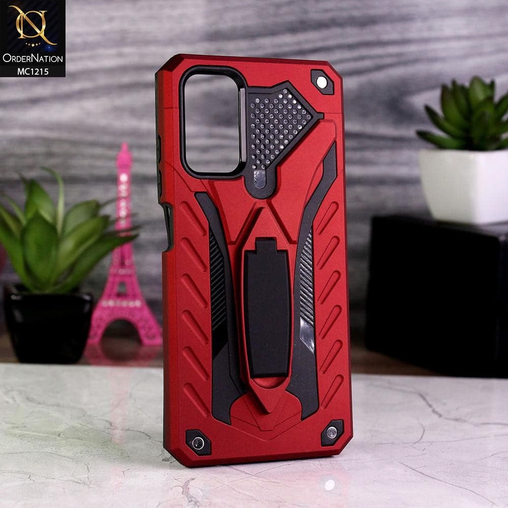Xiaomi Poco M3 Cover - Red - Luxury Hybrid Shockproof Stand Case