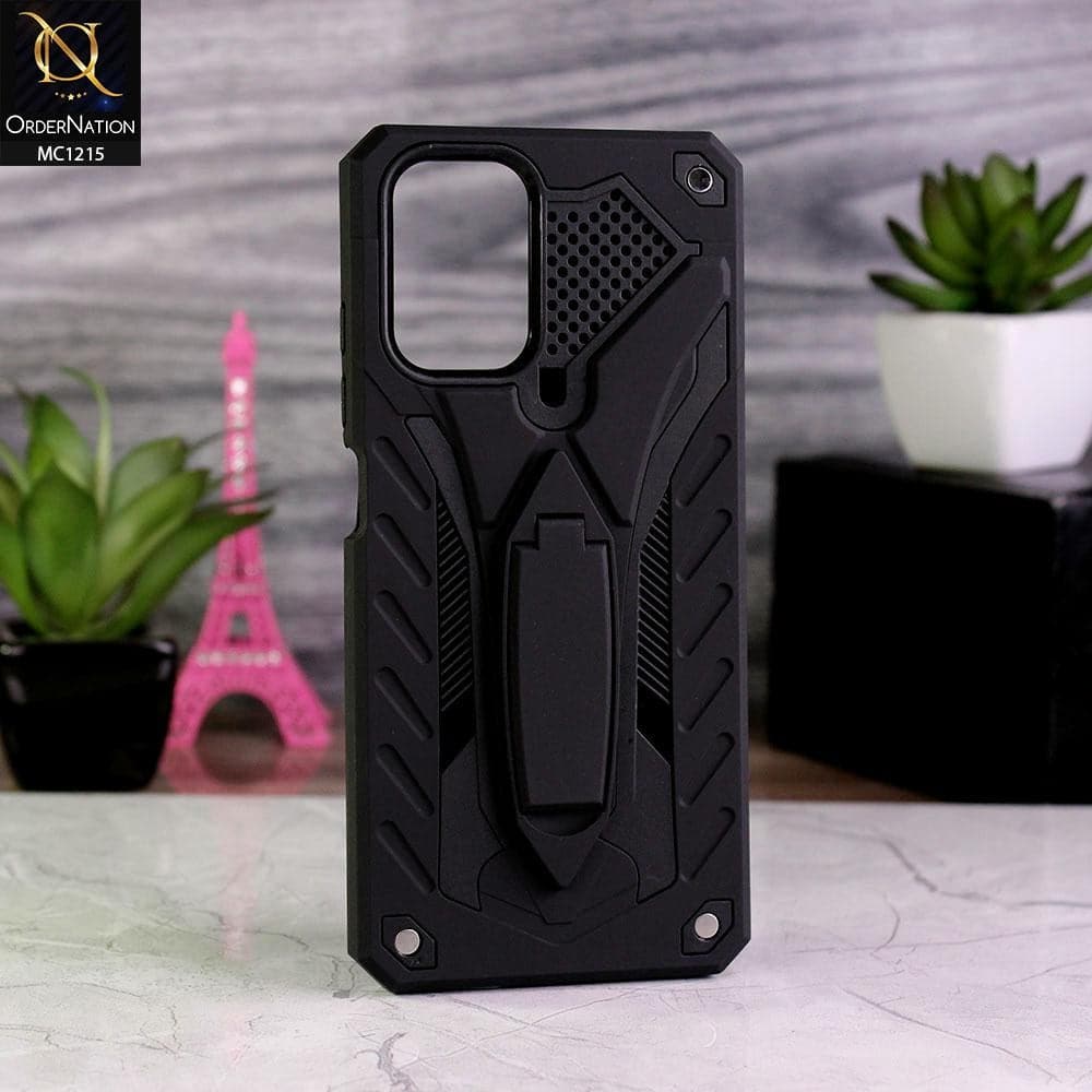Xiaomi Redmi Note 10 4G Cover - Black - Luxury Hybrid Shockproof Stand Case