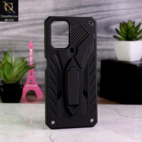 Xiaomi Redmi Note 10S Cover - Black - Luxury Hybrid Shockproof Stand Case