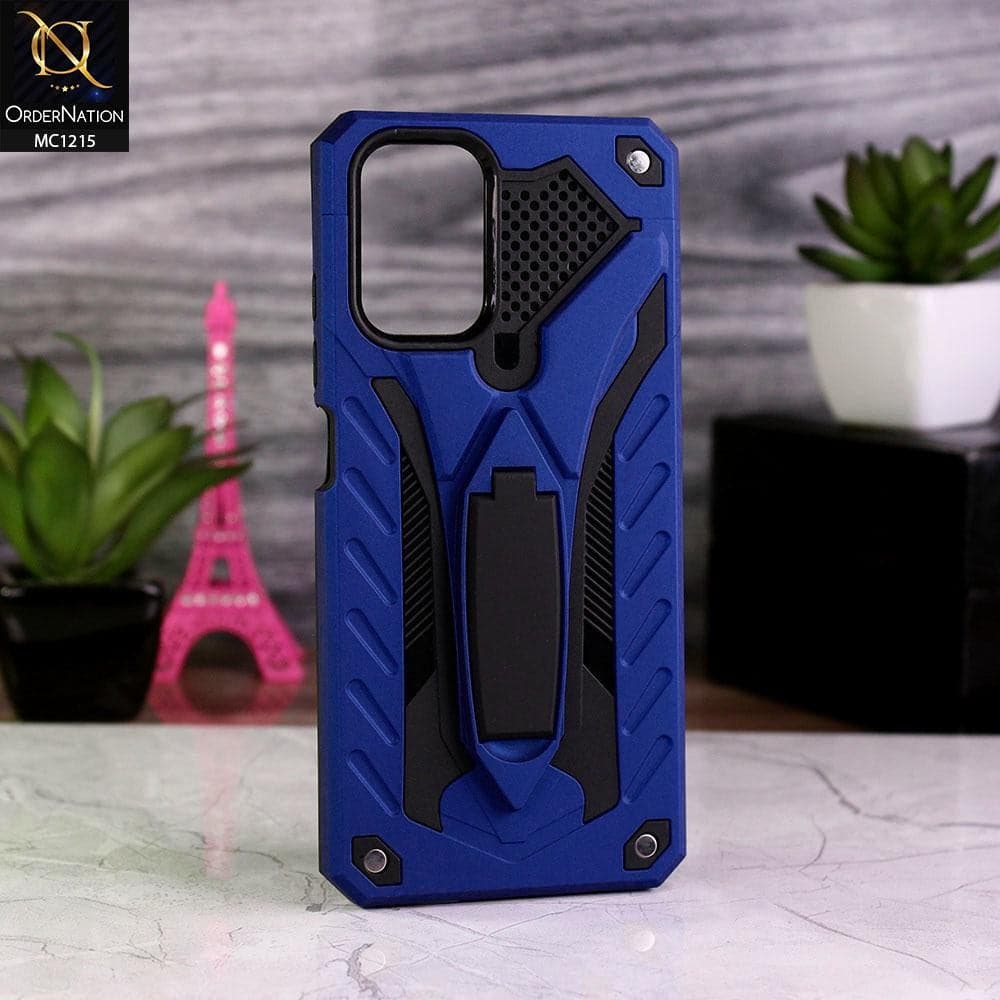 Xiaomi Redmi Note 10S Cover - Blue - Luxury Hybrid Shockproof Stand Case