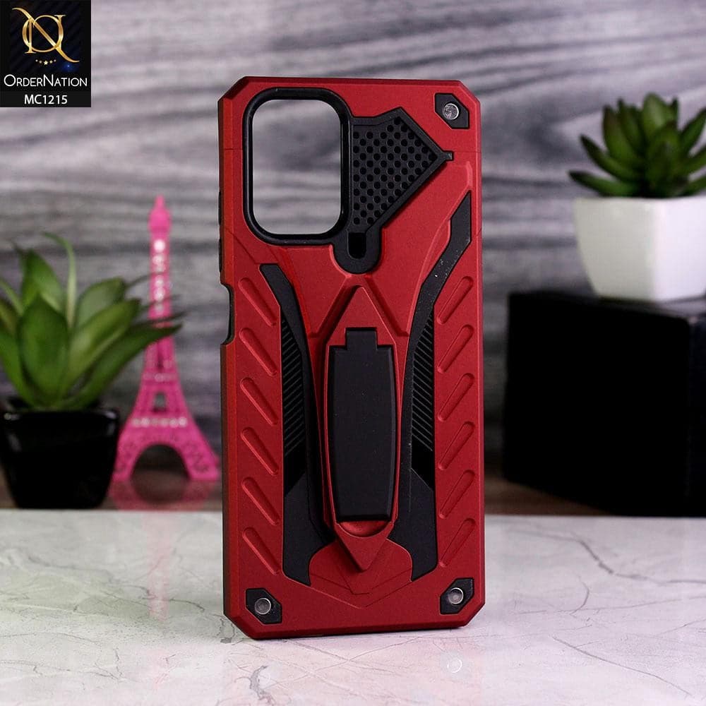 Xiaomi Redmi Note 10S Cover - Red - Luxury Hybrid Shockproof Stand Case