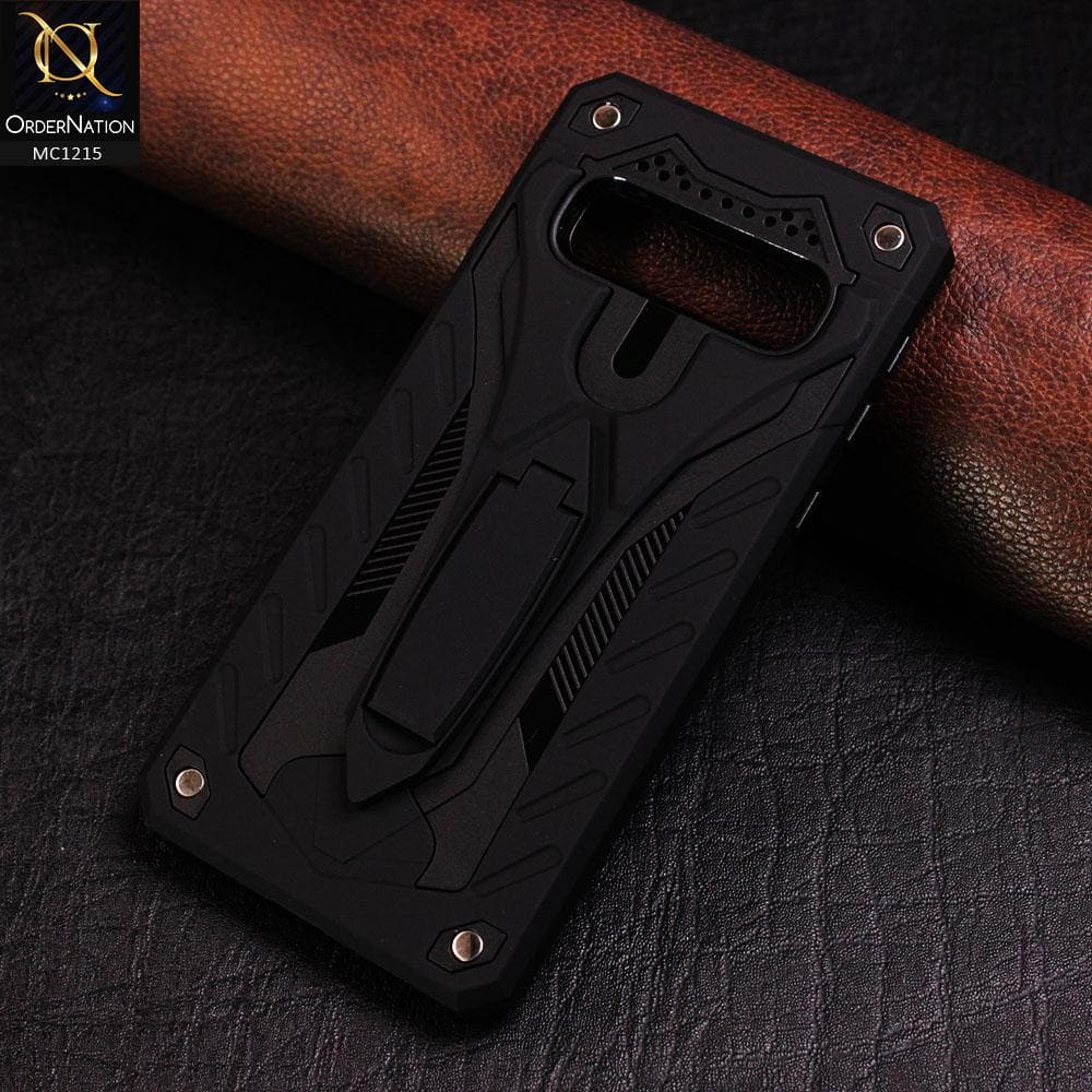 Luxury Hybrid Shockproof Stand Case For Samsung Galaxy S10 - Black