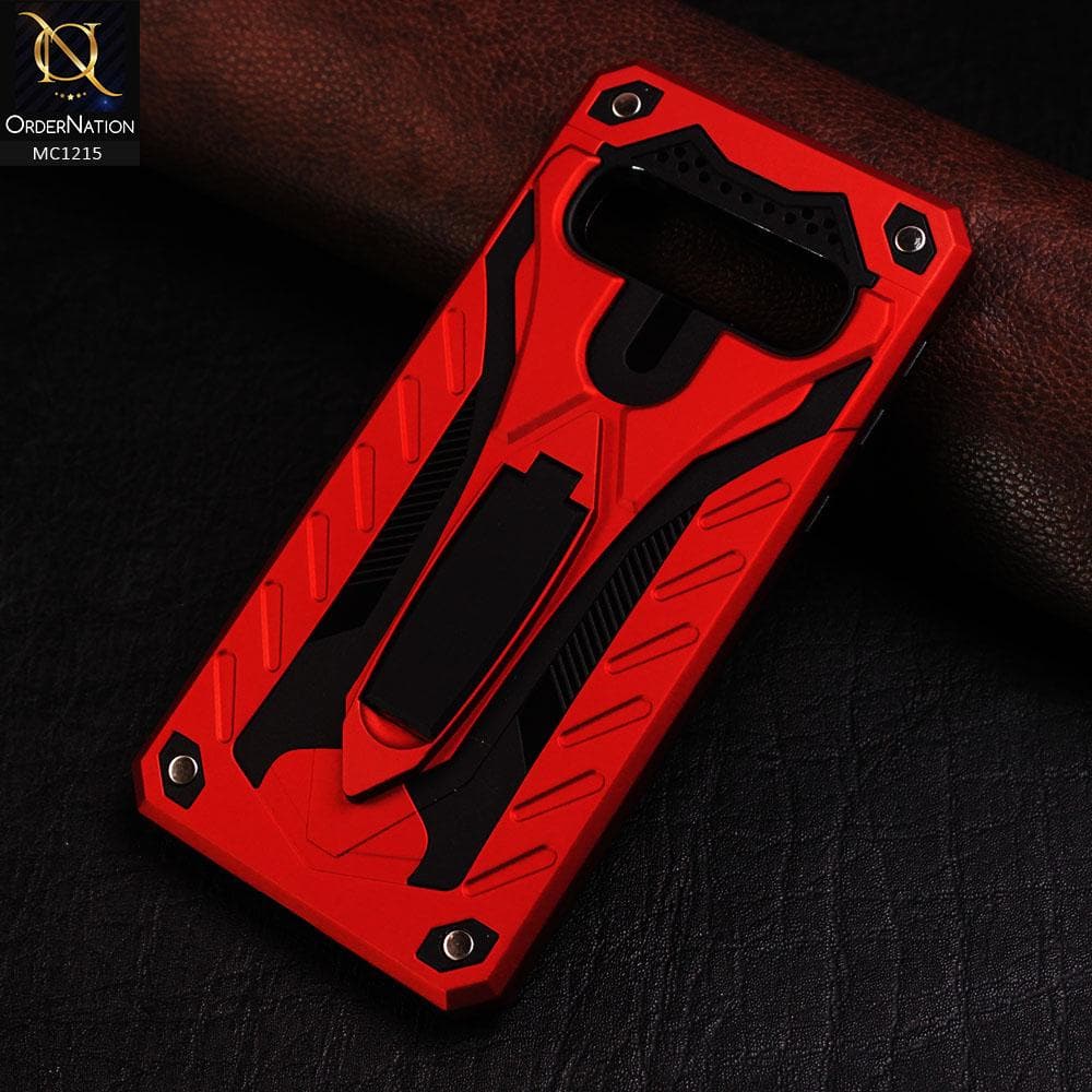 Luxury Hybrid Shockproof Stand Case For Samsung Galaxy S10 - Red