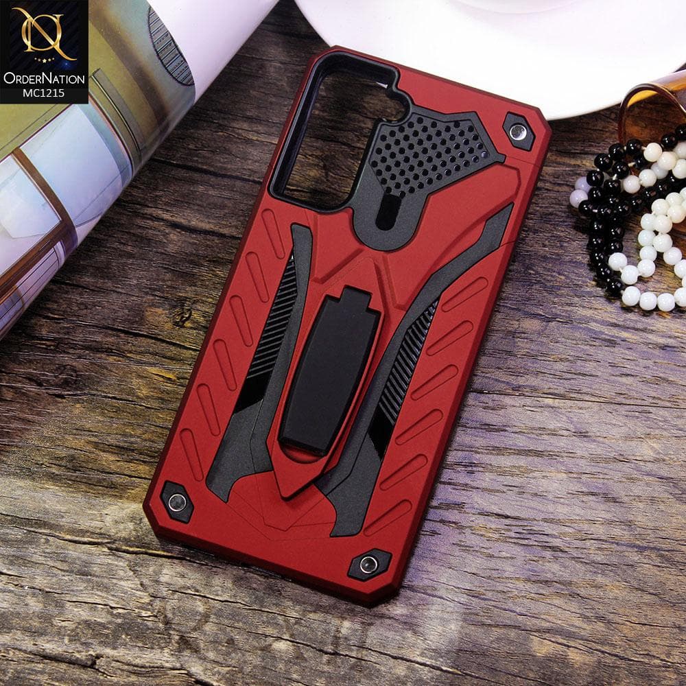 Samsung Galaxy S21 Plus 5G Cover - Red - Luxury Hybrid Shockproof Stand Case