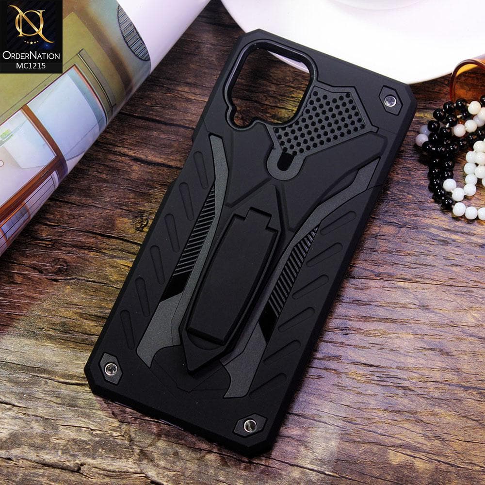 Samsung Galaxy A22 4G Cover - Black - Luxury Hybrid Shockproof Stand Case