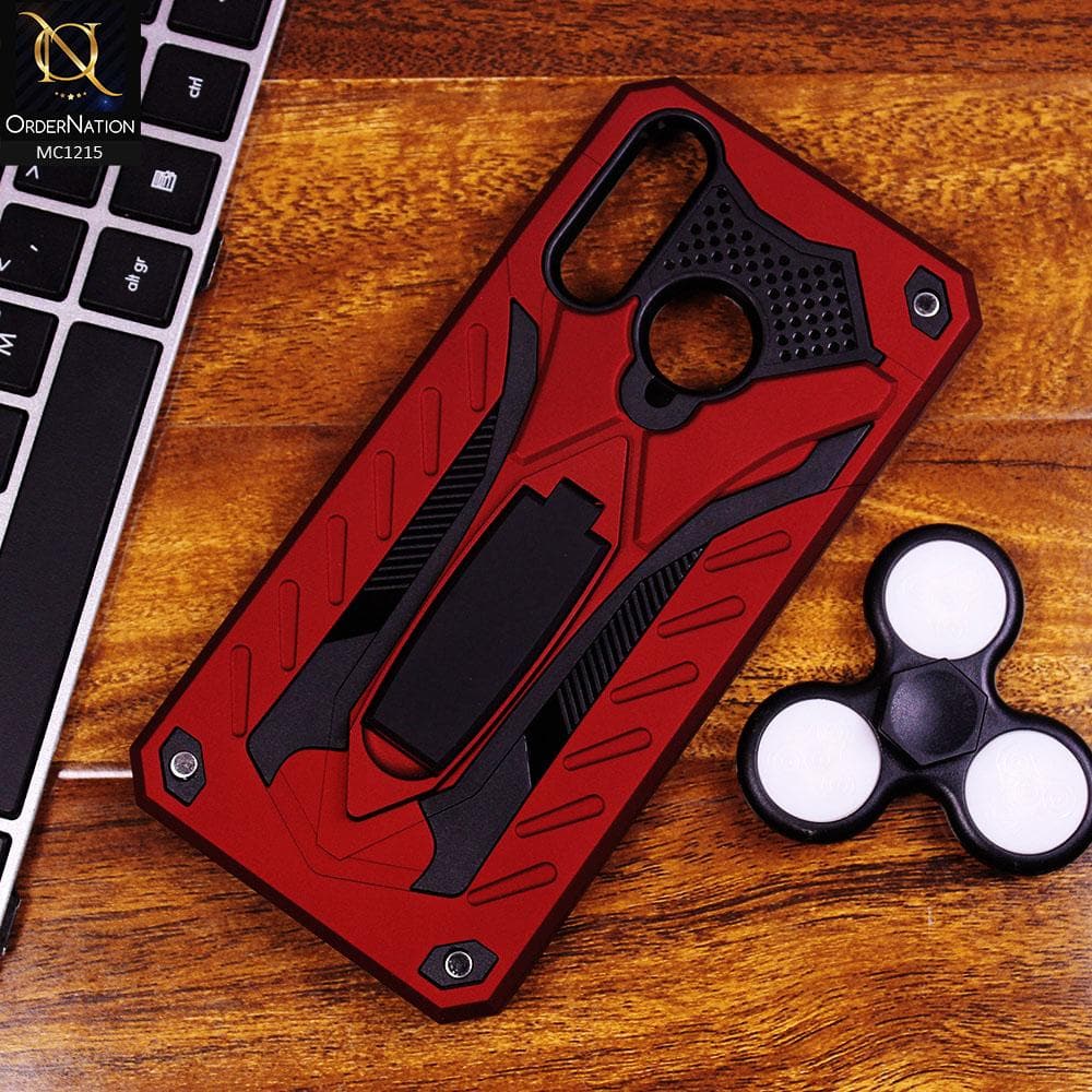 Vivo Y19 - Red - Luxury Hybrid Hybrid Shockproof Stand Case