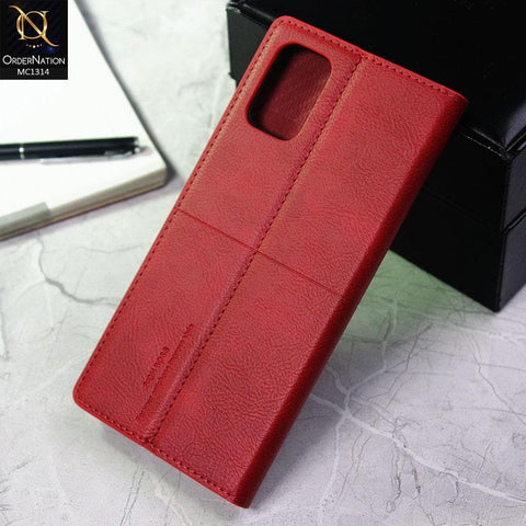 Samsung Galaxy A71 Cover - Red - Rich Boss Flip Book Soft Leather Texture Case
