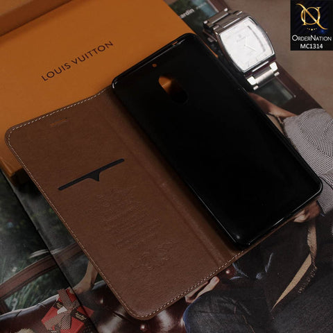 Rich Boss Flip Book Soft Brown Leather Texture Case For Nokia 3