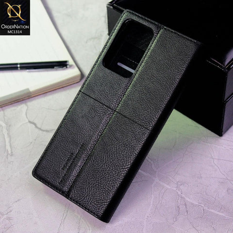 Samsung Galaxy Note 20 Ultra Cover - Black - Rich Boss Flip Book Soft Leather Texture Case
