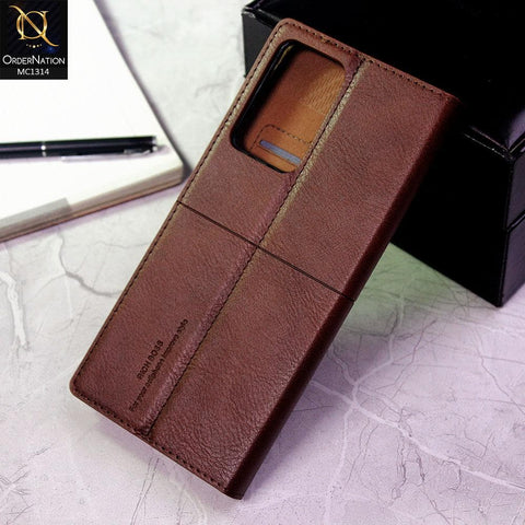 Samsung Galaxy Note 20 Ultra Cover - Dark Brown - Rich Boss Flip Book Soft Leather Texture Case