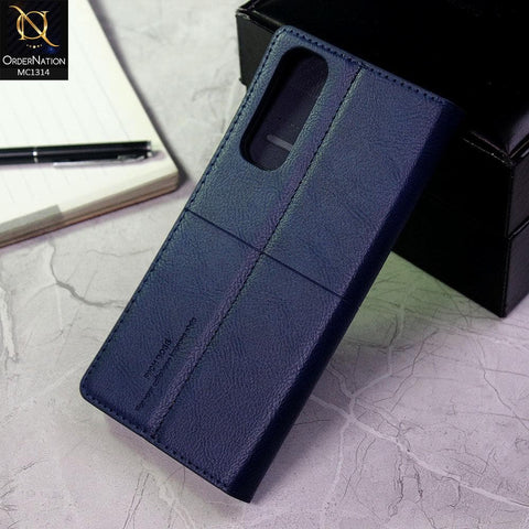 Oppo Reno 4 Pro Cover - Blue - Rich Boss Flip Book Soft Leather Texture Case
