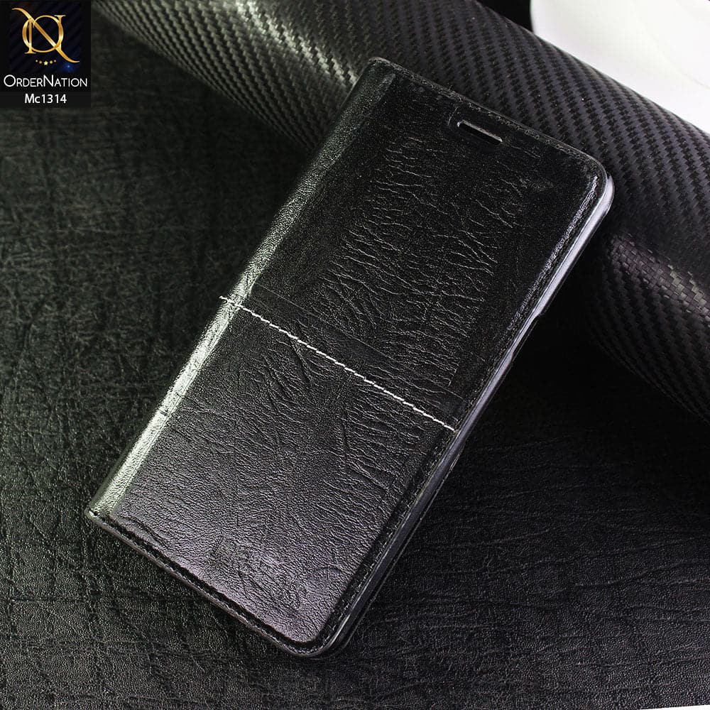 Samsung Galaxy C5 - Black - Rich Boss Flip Book Soft Black Leather Texture Case