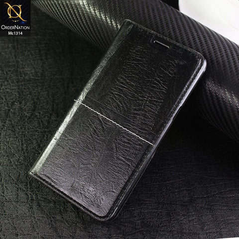 Samsung Galaxy C5 - Black - Rich Boss Flip Book Soft Black Leather Texture Case
