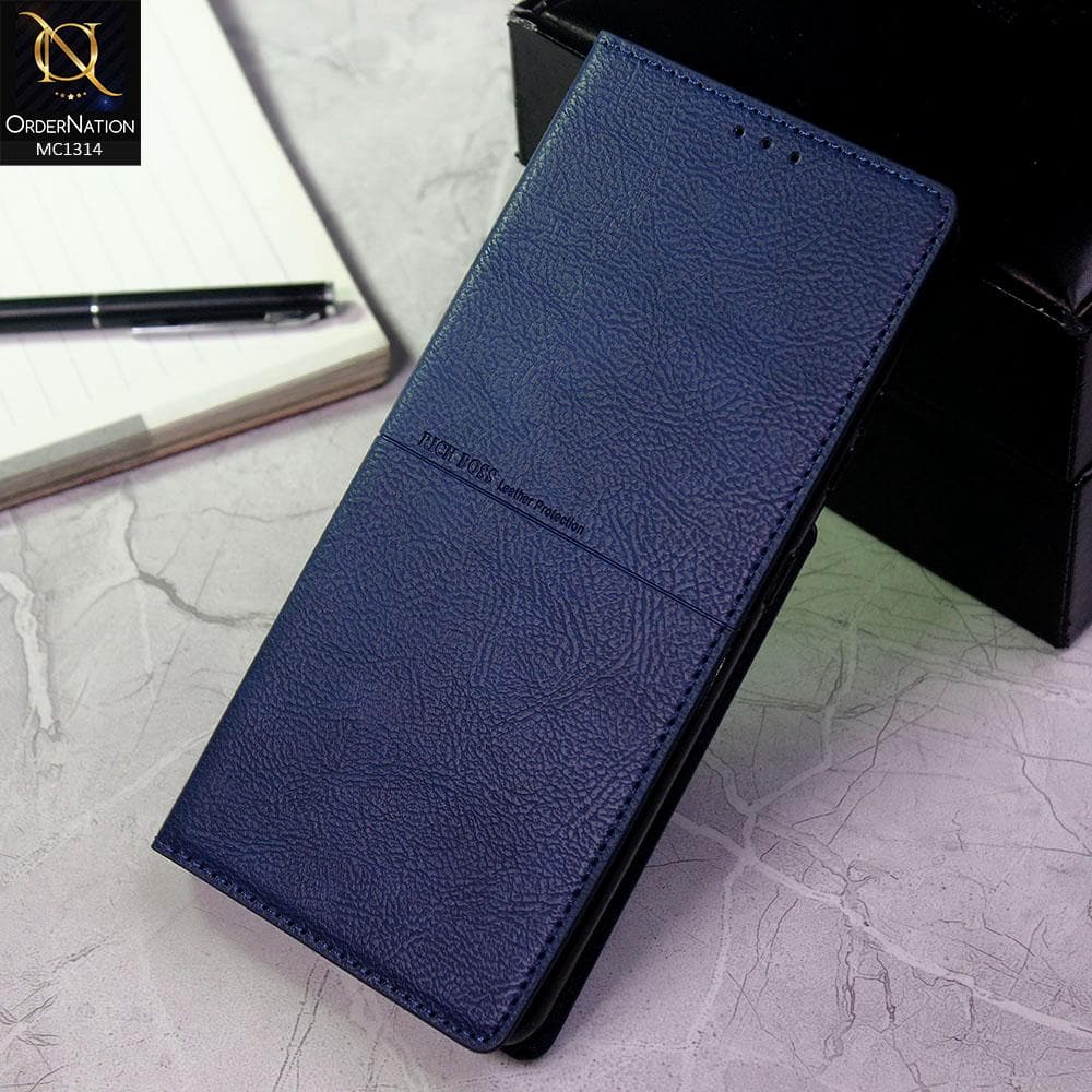 Samsung Galaxy A32 4G Cover - Blue - Rich Boss Flip Book Soft Leather Texture Case