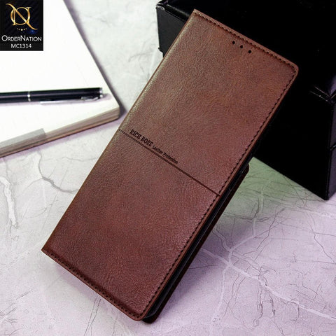 Samsung Galaxy A32 4G Cover - Dark Brown - Rich Boss Flip Book Soft Leather Texture Case