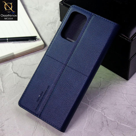 Samsung Galaxy A72 Cover - Blue - Rich Boss Flip Book Soft Leather Texture Case