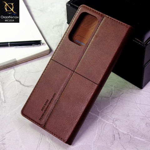 Samsung Galaxy A72 Cover - Dark Brown - Rich Boss Flip Book Soft Leather Texture Case